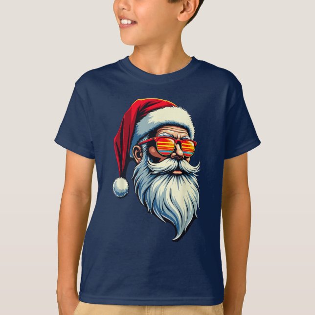 Camiseta Papá Noel con gafas de sol disfraz de Navidad (Anverso)