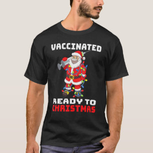 Camiseta Papá Noel Con Máscara Luces Vacunado Listo Para Na
