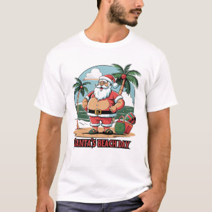 Camiseta Papá Noel con un giro: día de playa