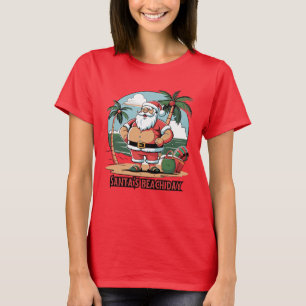 Camiseta Papá Noel con un giro: día de playa