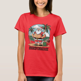 Camiseta Papá Noel con un giro: día de playa