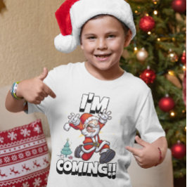 Camiseta Papá Noel Corriendo Humor Navideño Fiesta Divertid