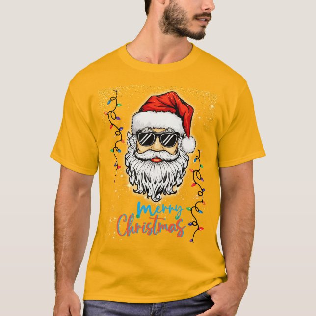 Camiseta Papá Noel Cosmatismo deseando Feliz Navidad (Anverso)