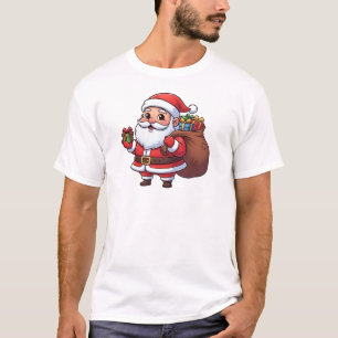 Camiseta Papá Noel de dibujos animados lindo sosteniendo un