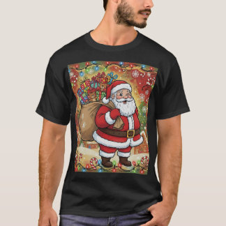Camiseta Papá Noel de dibujos animados regordete con saco d