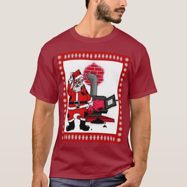 Camiseta Papá Noel de la época y una quemadora de carbón (Anverso)