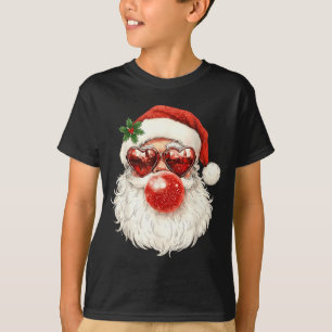 Camiseta Papá Noel de Navidad Soplando Chicle y Gafas de So