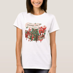 Camiseta Papá Noel de Navidad y niños bailando