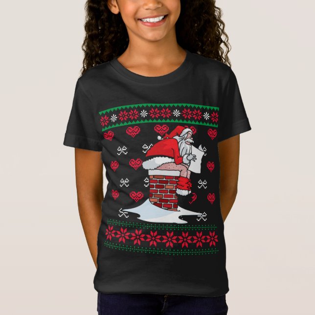 Camiseta Papá Noel derribando la chimenea El sudadero navid (Anverso)