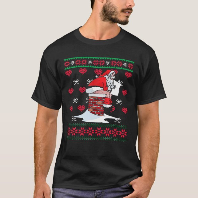 Camiseta Papá Noel derribando la chimenea El sudadero navid (Anverso)