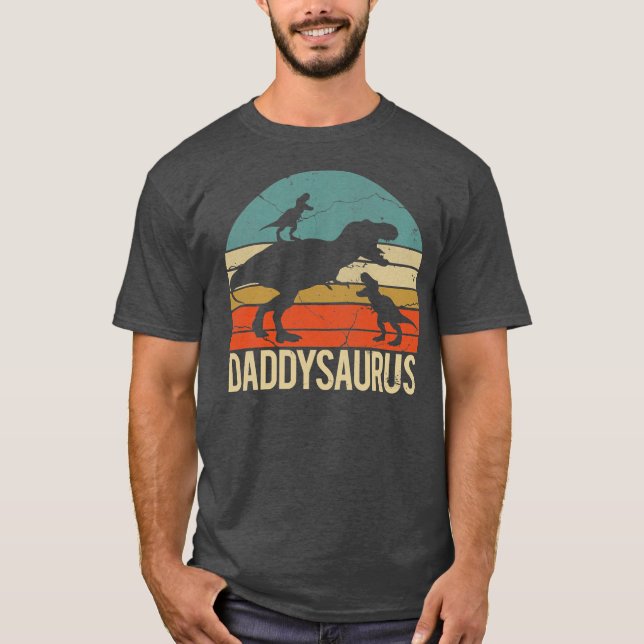 Camiseta Papá Noel Dinosaurio Daddysaurus 2 Dos Niños Padre (Anverso)