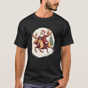 Camiseta Papá Noel divertido con animal alce para amantes d