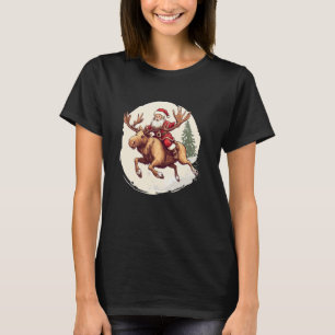 Camiseta Papá Noel divertido con animal alce para amantes d