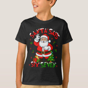 Camiseta Papá Noel Divertido Dice Seis Siete Navidad 67 Mem