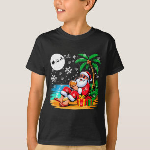 Camiseta Papá Noel Divertido Gafas De Sol Bebiendo Coco En