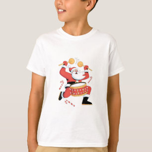 Camiseta Papá Noel divertido tocando la batería en Navidad