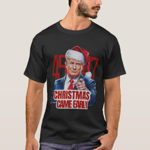 Camiseta Papá Noel divertido Trump Navidad llegó temprano 4