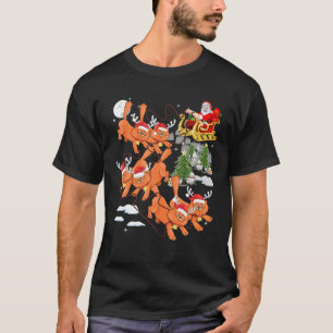 Camiseta Papá Noel en el árbol de navidad gatos renos gato