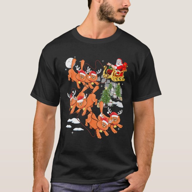 Camiseta Papá Noel en el árbol de navidad gatos renos gato (Anverso)
