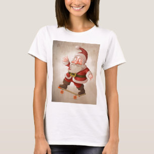 Camiseta Papá Noel en el monopatín