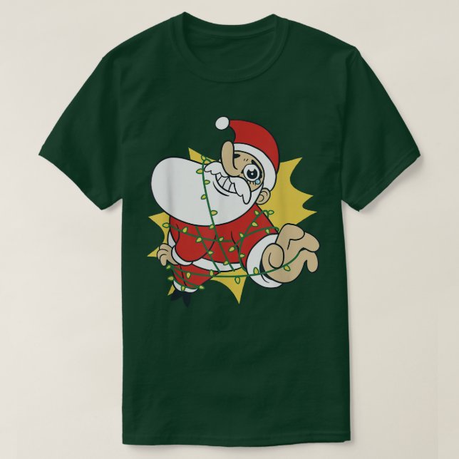 Camiseta Papá Noel en luces de hadas divertido Papá Noel (Diseño del anverso)