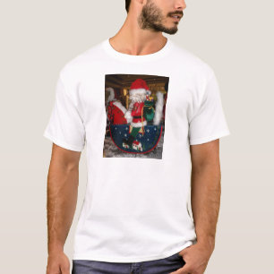 Camiseta Papá Noel en un caballo con arte de nieve