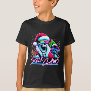Camiseta Papá Noel esqueleto montando dinosaurio T Rex Navi