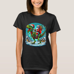 Camiseta Papá Noel esqueleto montando dinosaurio T Rex Navi