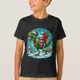 Camiseta Papá Noel esqueleto montando dinosaurio T Rex Navi
