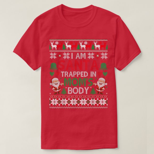 Camiseta Papá Noel está atrapado en la nieve de las mamás y (Diseño del anverso)