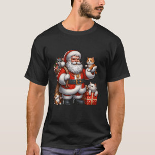 Camiseta Papá Noel estadounidense sostiene Navidad Presente