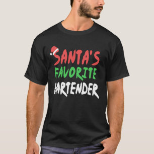 Camiseta Papá Noel favorito del Barman Bartending Navidad