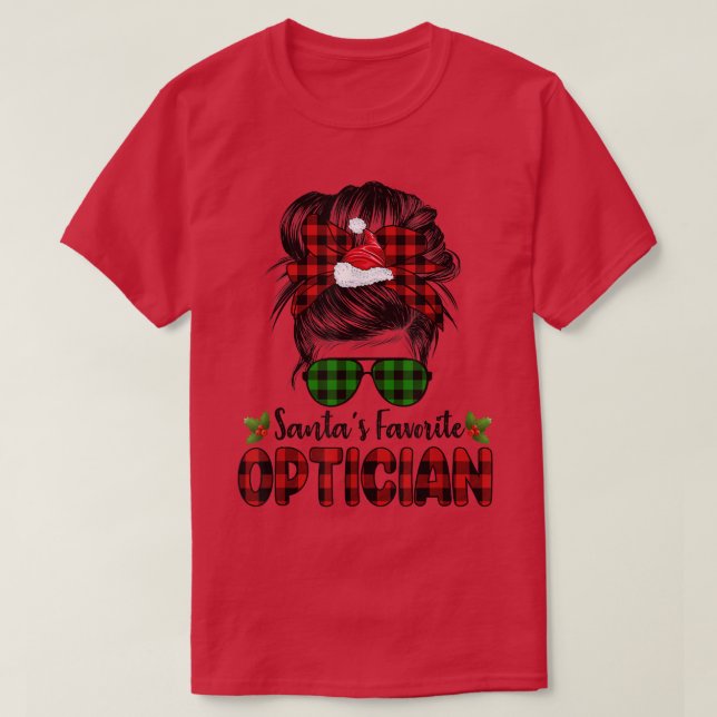 Camiseta Papá Noel favorito Opticiario Red Plaid Funny Sant (Diseño del anverso)