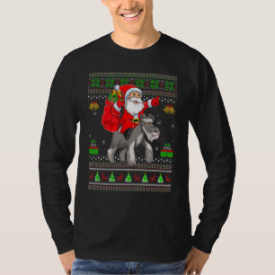 Camiseta Papá Noel Feo de Navidad montando un perro Fox Ter