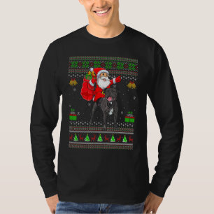 Camiseta Papá Noel Feo Montando Perro Terrier Bull de Staff