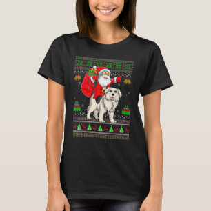 Camiseta Papá Noel Feo montando un perro de Navidad de los