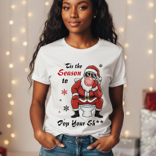 Camiseta Papá Noel Gafas de Sol Divertidas Traviesas Navida