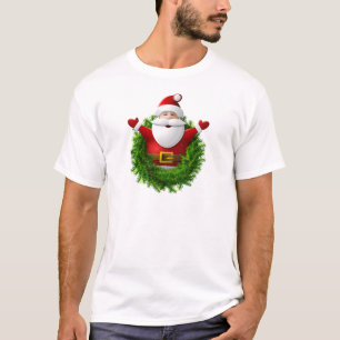 Camiseta Papá Noel hace estallar fuera de una guirnalda de