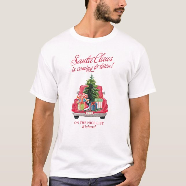 Camiseta Papá Noel, la familia coincidente, llega a la ciud (Anverso)