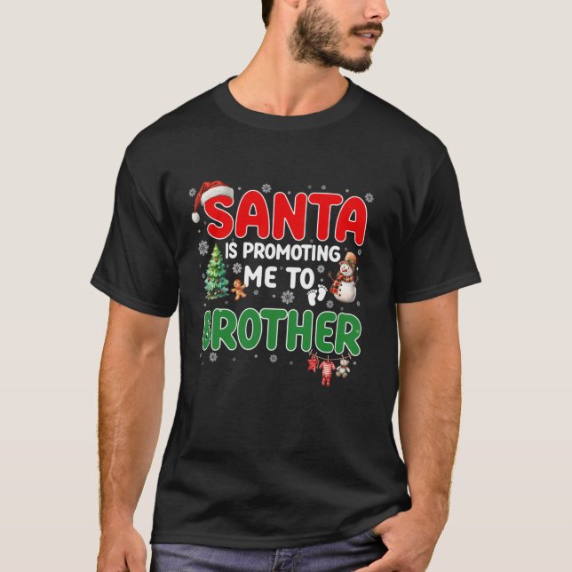 Camiseta Papá Noel me está ascendiendo a Hermano Embarazo (Anverso)