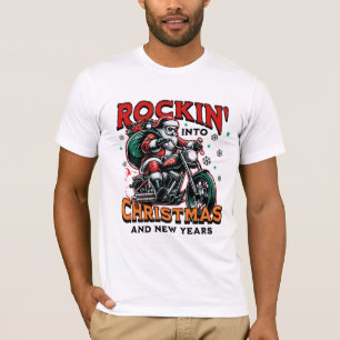 Camiseta Papá Noel montando bicicleta Divertida Navidad y A