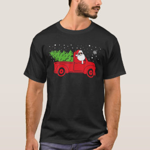 Camiseta Papá Noel montando camión rojo de Navidad Hombres
