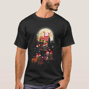 Camiseta Papá Noel montando perro reno dachshund Navidad