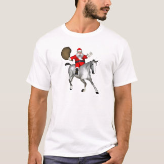 Camiseta Papá Noel montando un caballo gris