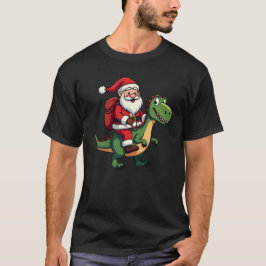 Camiseta Papá Noel montando un dinosaurio mejor regalo de N