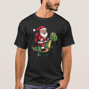 Camiseta Papá Noel montando un dinosaurio mejor regalo de N
