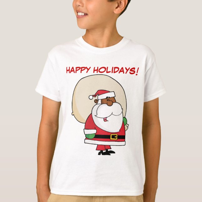 Camiseta Papá Noel negro con saco de juguetes (Anverso)