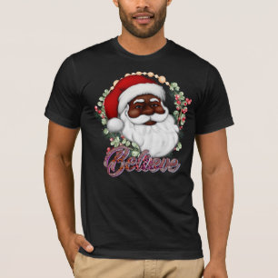 Camiseta Papá Noel negro cree que los Navidades de Melanin 