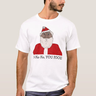 Camiseta Papá Noel negro enojado, deseándole Navidad