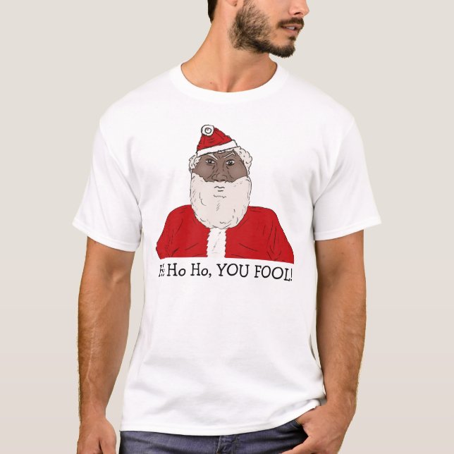Camiseta Papá Noel negro enojado, deseándole Navidad (Anverso)
